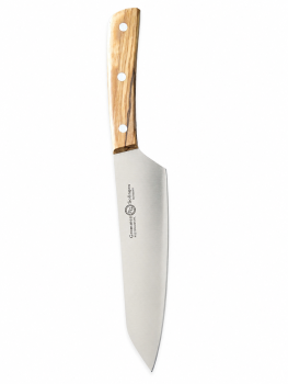 Kochmesser Klinge 20 cm, durchgehend mit Olivenholzgriff | Handabzug | Solingen | Grommes
