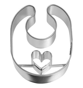 Ausstechform - Babylätzchen, 6 cm mit Innenprägung - Edelstahl