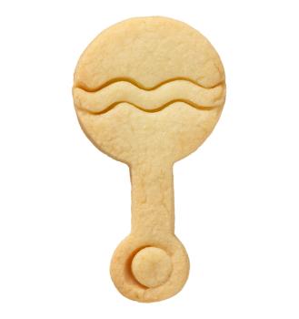 Ausstechform - Babyrassel, 7,5 cm mit Innenprägung - Edelstahl