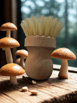 Pilzbürste Knauf, Holz und Naturborste