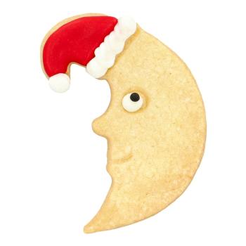 Ausstechform Weihnachtsmond , mit Mütze, 7 cm  Edelstahl, mit Innenprägung