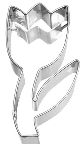 Ausstechform Tulpe - Blume, mit Innenprägung - Edelstahl, 6 cm