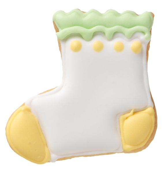 Ausstechform - Baby - Socke, 6 cm mit Inenprägung - Edelstahl