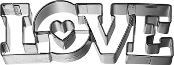 Ausstechform - Love Schriftzug - Edelstahl, mit Innenprägung - 11cm