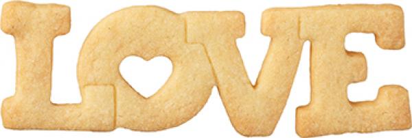 Ausstechform - Love Schriftzug - Edelstahl, mit Innenprägung - 11cm