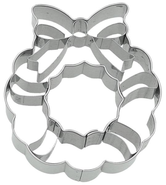 Ausstechform - Weihnachtskranz / Türkranz, 7,5 cm mit Innenprägung - Edelstahl