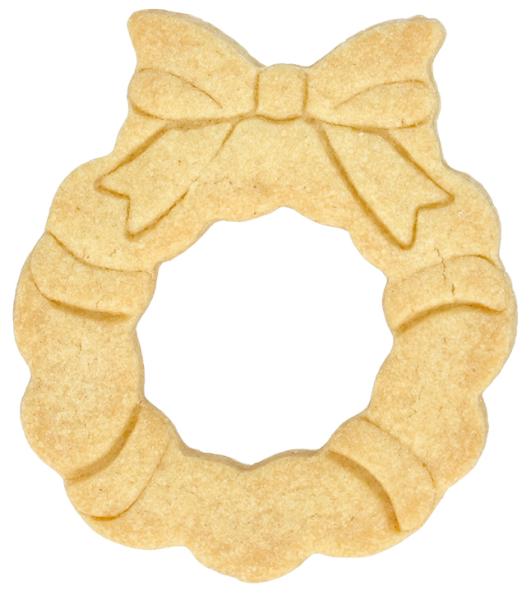 Ausstechform - Weihnachtskranz / Türkranz, 7,5 cm mit Innenprägung - Edelstahl