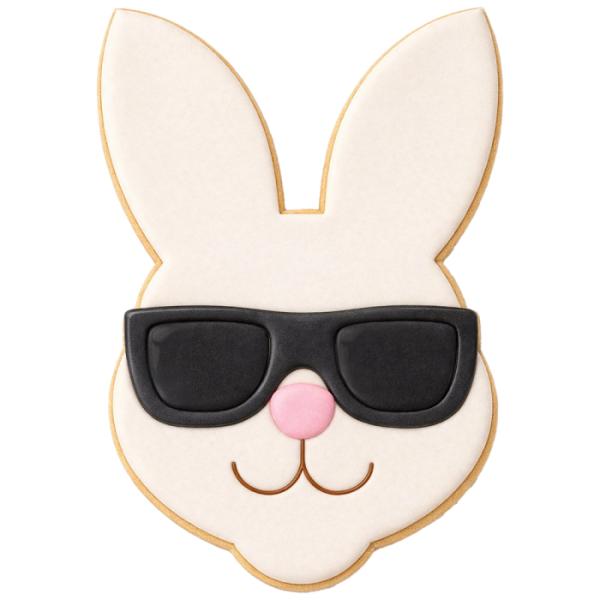 Ausstechform Hasenkopf,  mit Brille | 6,5 cm  Edelstahl, mit Innenprägung