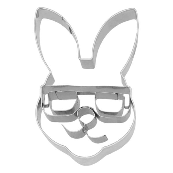 Ausstechform Hasenkopf,  mit Brille | 6,5 cm  Edelstahl, mit Innenprägung